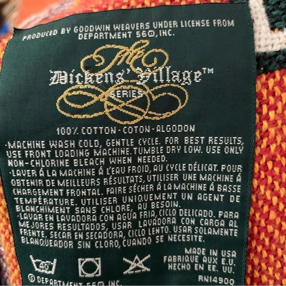 Goodwin Weavers Dept 56 Dickens Village 2nd Series Cotton Christmas Throw